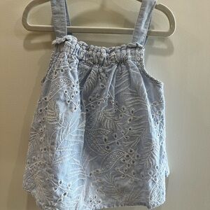 Zara girls Light Blue eyelet shirt